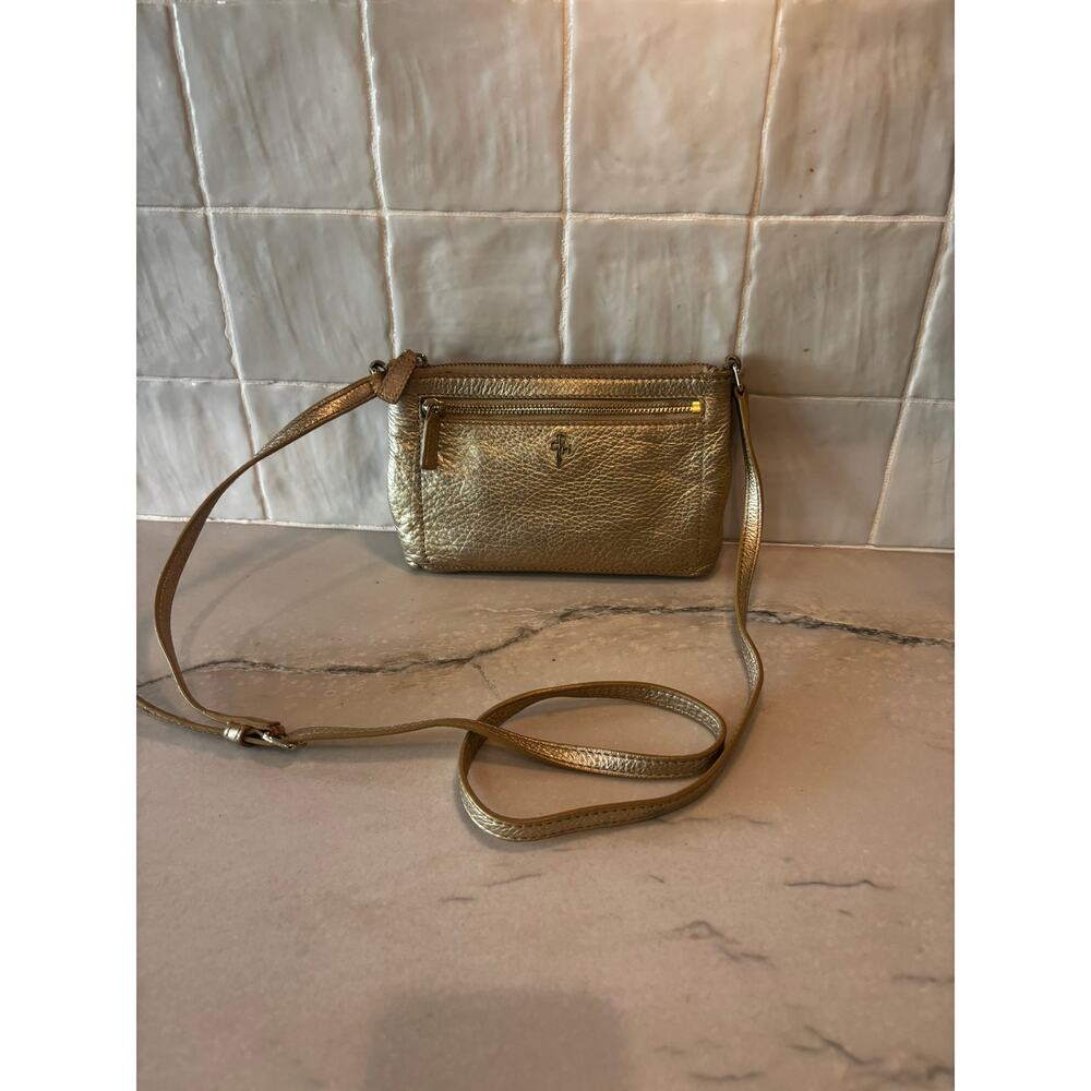 Cole Haan Metallic Gold Leather Crossbody Bag